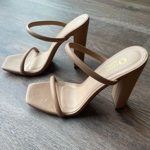 Nude block heels